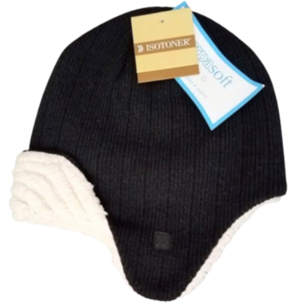 ISOTONER Sherpasoft Black Hat - New With Tags Unisex One Size